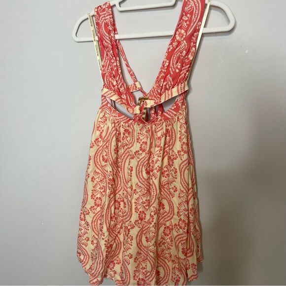 Agua Bendita Gillian Cut Out Mini Dress Cream Coral Womens Size Medium NWT - Picture 6 of 8